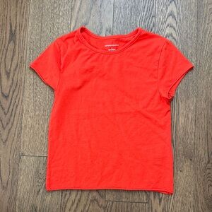 Anthropologie Bright Red Short Sleeve roll hem Tee